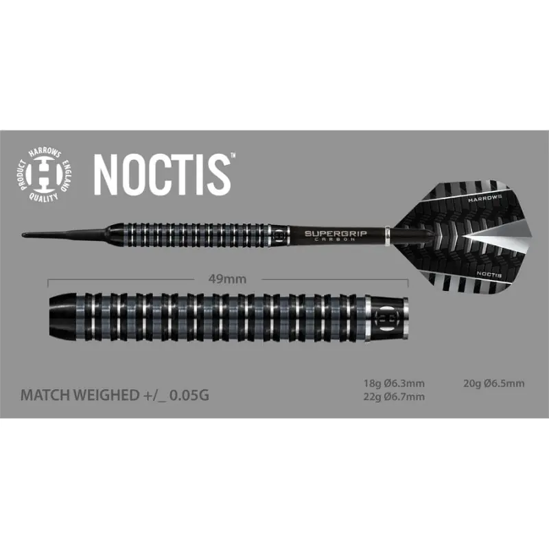 ⁨Rzutki Harrows Noctis 90% Softip (kolor Czarny. Szary/Srebrny)⁩ w sklepie Wasserman.eu