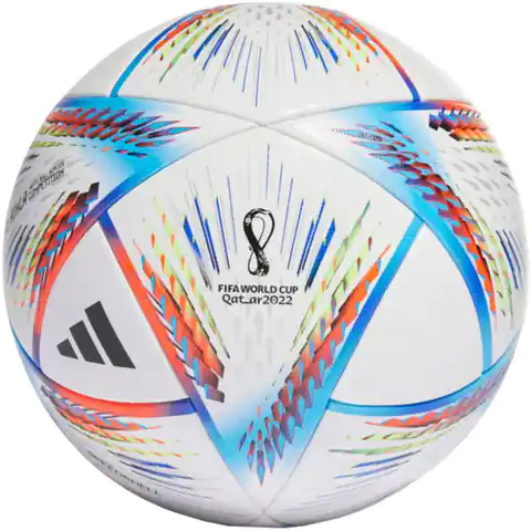 ⁨Piłka nożna adidas Al Rihla Competition (kolor Biały. Niebieski. Pomarańczowy, rozmiar 5)⁩ w sklepie Wasserman.eu