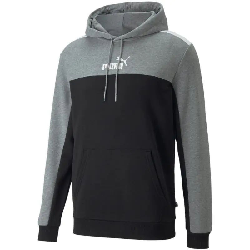 ⁨Men's Puma ESS+ Block Hoodie TR grey-black 847428 01⁩ at Wasserman.eu