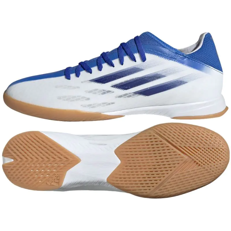 ⁨Buty piłkarskie adidas X Speedflow.3 IN M (kolor Biały. Niebieski, rozmiar 4)⁩ w sklepie Wasserman.eu