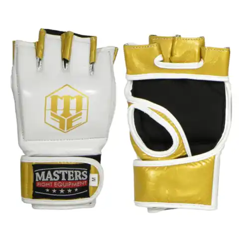 ⁨Rękawice do MMA Masters MMA-GF (kolor Biały. Złoty, rozmiar S, rozmiar S. M. L. XL. XXL)⁩ w sklepie Wasserman.eu