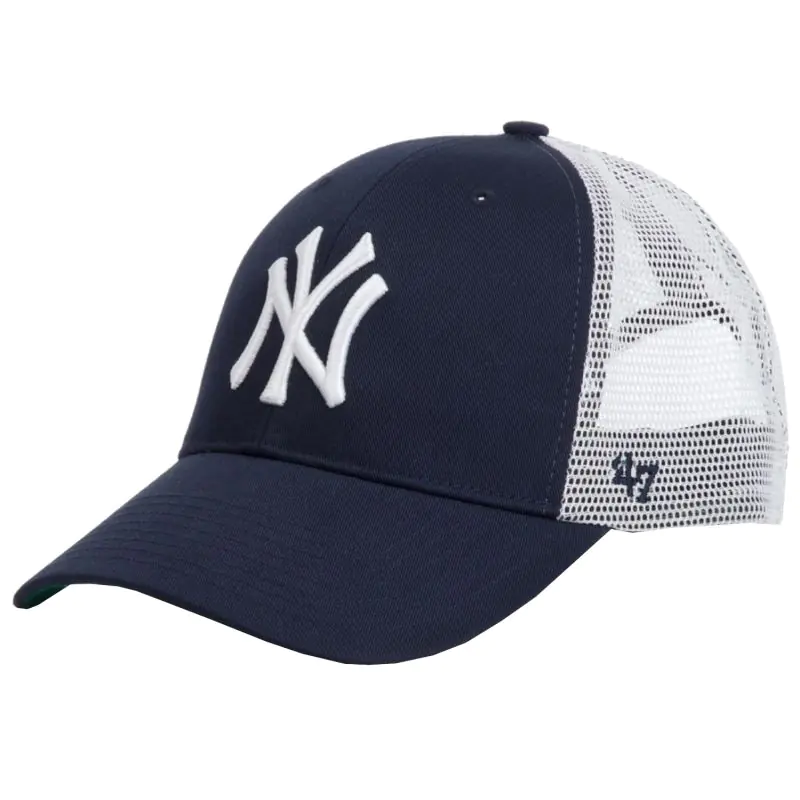 ⁨Czapka z daszkiem 47 Brand MLB New York Yankees Branson Kids Cap (kolor Biały. Granatowy, rozmiar One size)⁩ w sklepie Wasserman.eu