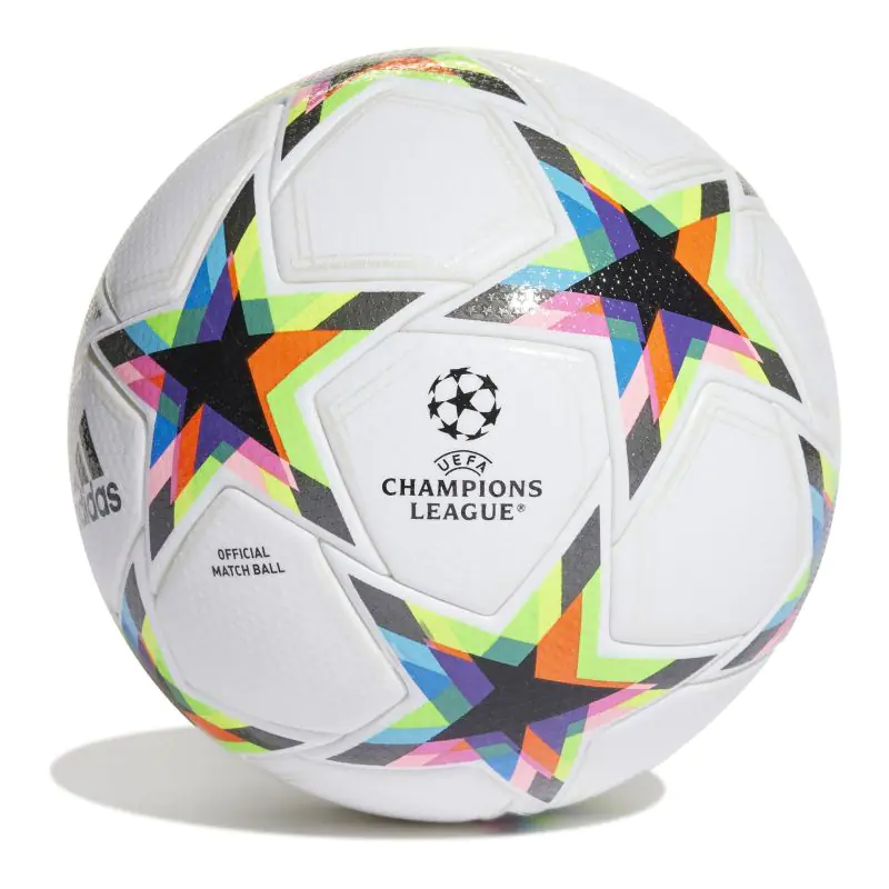 ⁨Piłka nożna adidas UEFA Champions League Pro (kolor Biały. Wielokolorowy, rozmiar 5)⁩ w sklepie Wasserman.eu
