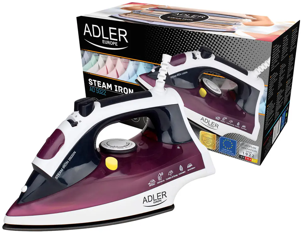 ⁨Steam iron 2200W. Steel foot AD 5022⁩ at Wasserman.eu