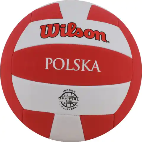 ⁨Piłka Wilson Super Soft Play Polska Volleyball (kolor Biały. Czerwony, rozmiar 5)⁩ w sklepie Wasserman.eu