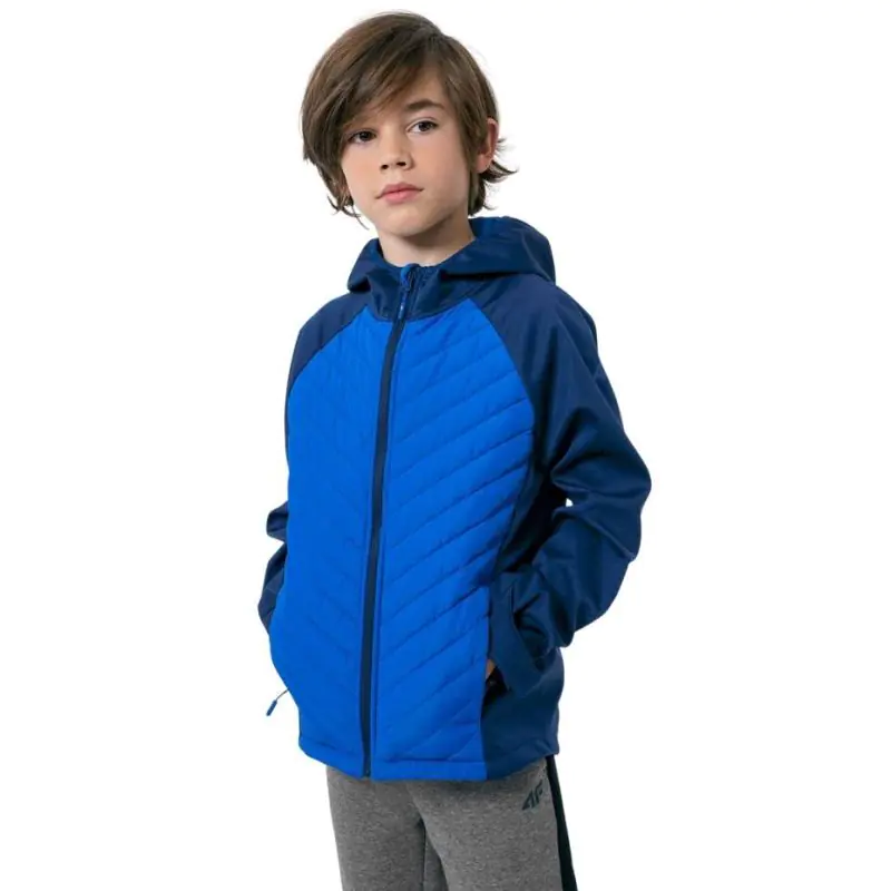 ⁨Kurtka softshell 4F Jr HJZ22 JSFM002 (kolor Niebieski, rozmiar 158cm)⁩ w sklepie Wasserman.eu