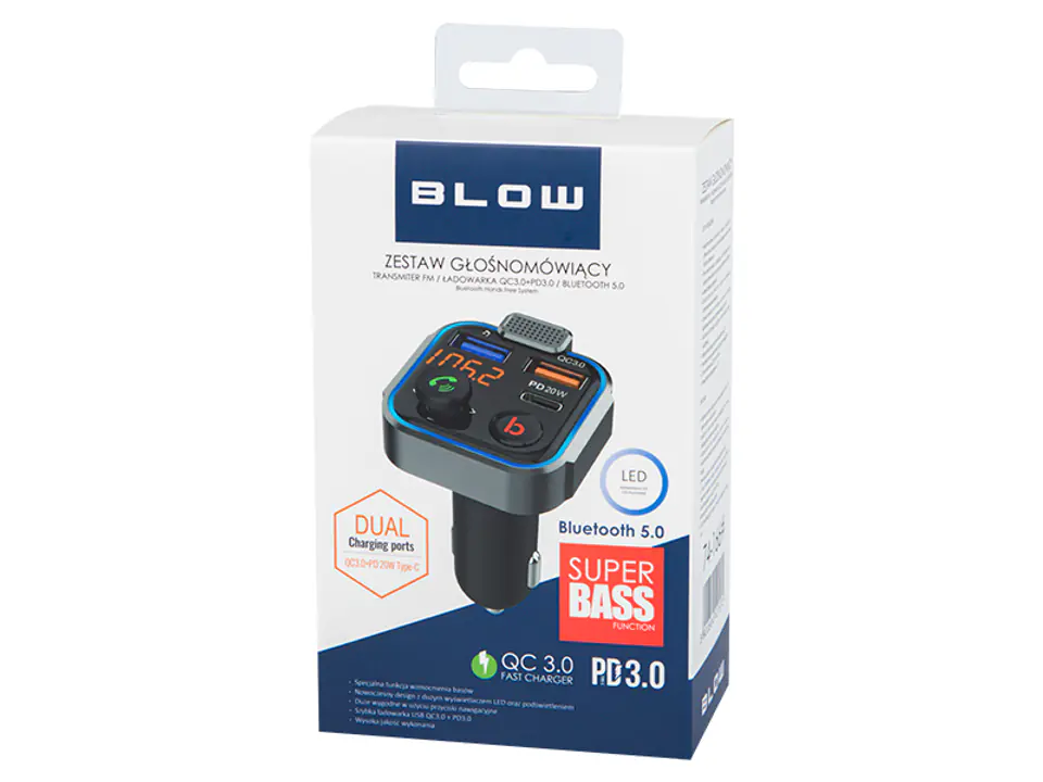 BLOW FM Transmitter Bluetooth5.1+QC3.0 at Wasserman.eu