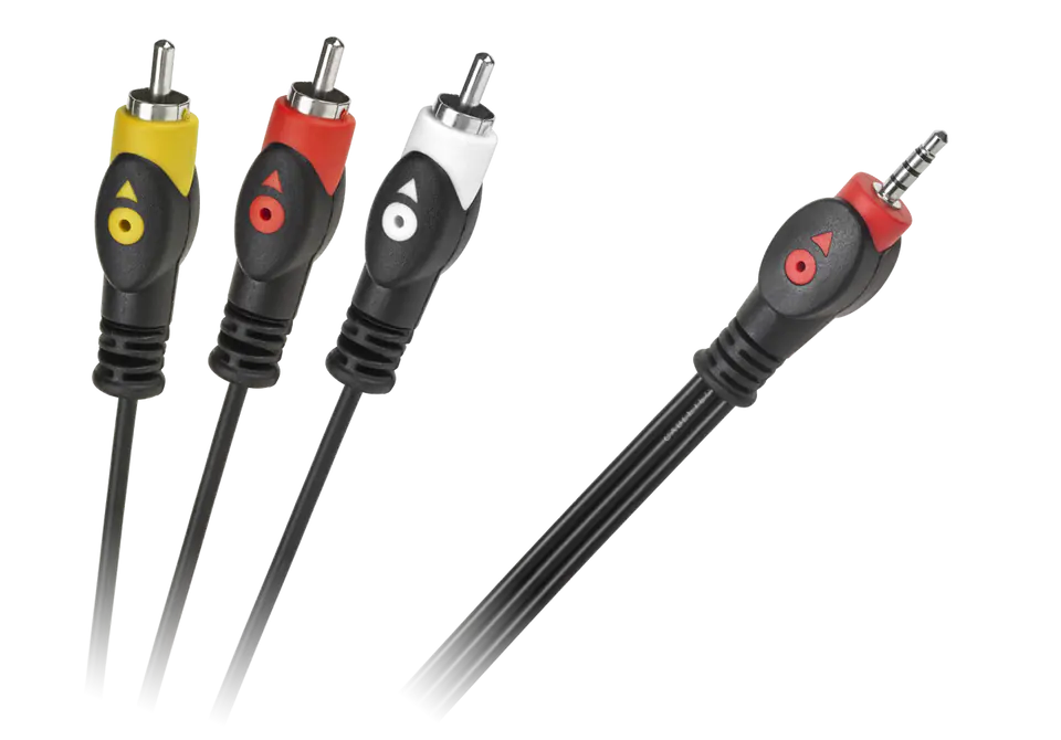 ⁨Kabel Jack 3.5 cztero-polowy 3 x RCA 3m⁩ w sklepie Wasserman.eu