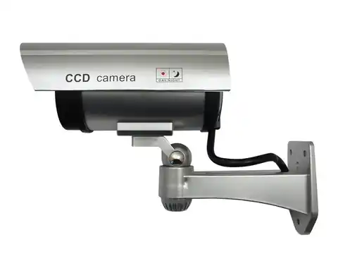 ⁨Atrapa kamery tubowej, diody IR LED, srebrna, IR1100S⁩ w sklepie Wasserman.eu
