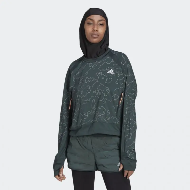 ⁨Bluza adidas X-City Running Crewneck Jacket W (kolor Zielony, rozmiar S)⁩ w sklepie Wasserman.eu