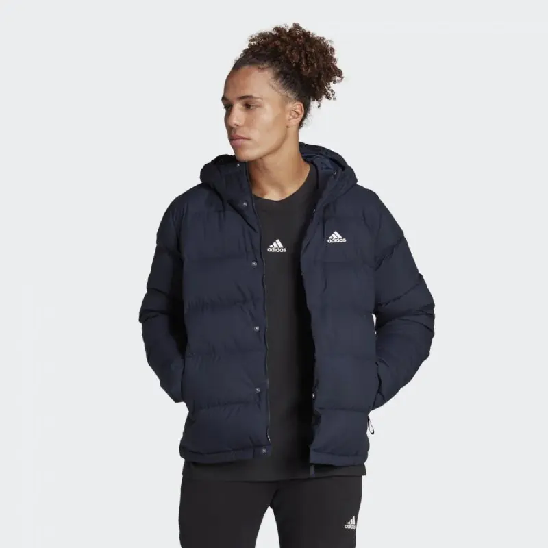 ⁨Kurtka adidas Helionic Hooded Down Jacket M (kolor Granatowy, rozmiar L)⁩ w sklepie Wasserman.eu