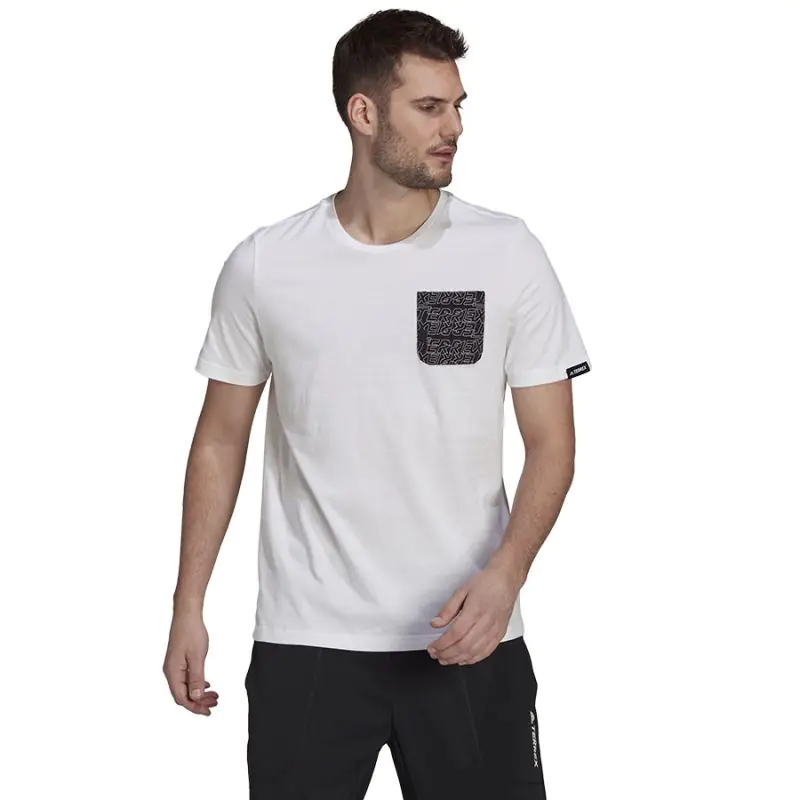 ⁨Koszulka adidas TX Pocket Tee M (kolor Biały, rozmiar L)⁩ w sklepie Wasserman.eu