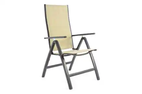 ⁨Garden chair with adjustable backrest beige, folding garden lounger⁩ at Wasserman.eu