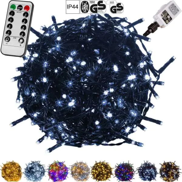 ⁨Christmas Lights 600 LED 60m Cold White IP44 Programmer Remote Control⁩ at Wasserman.eu