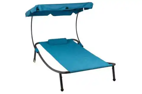 ⁨Single deckchair with visor blue Divero⁩ at Wasserman.eu