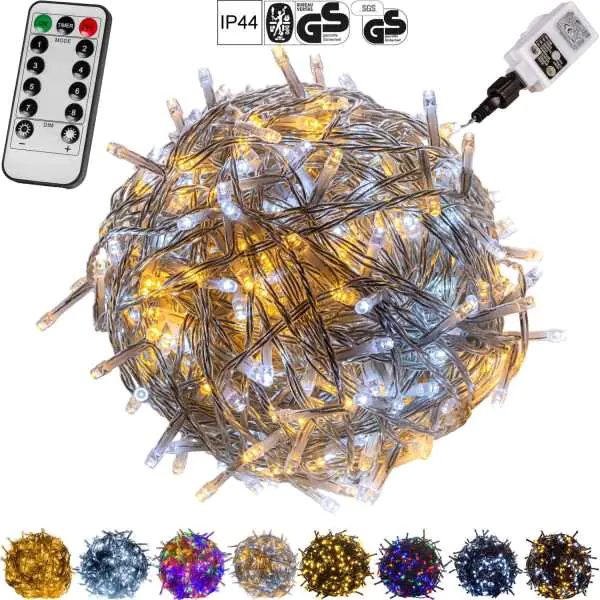 ⁨Christmas tree lights 50 LED warm/cold white IP44 Remote Control⁩ at Wasserman.eu