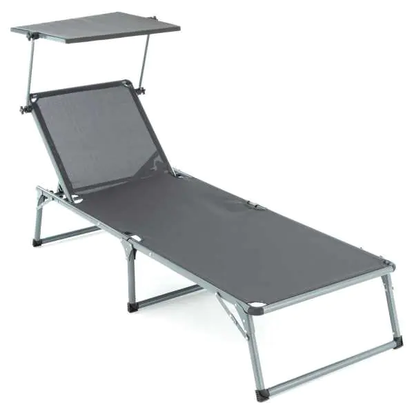 ⁨Folding deckchair with anthracite canopy 192x66x31cm⁩ at Wasserman.eu