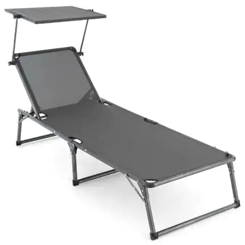 ⁨Folding deckchair with canopy black 192x66x31 cm⁩ at Wasserman.eu