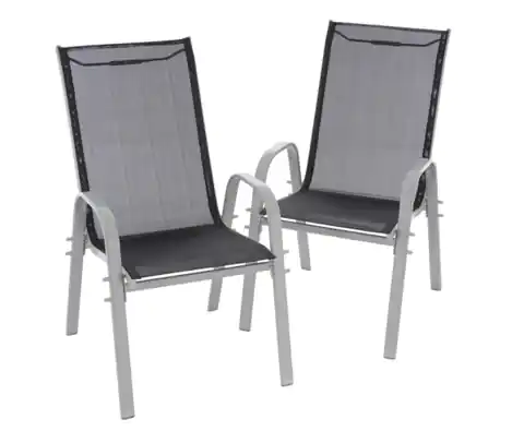 ⁨Set of 2 garden camping chairs black frame gray⁩ at Wasserman.eu