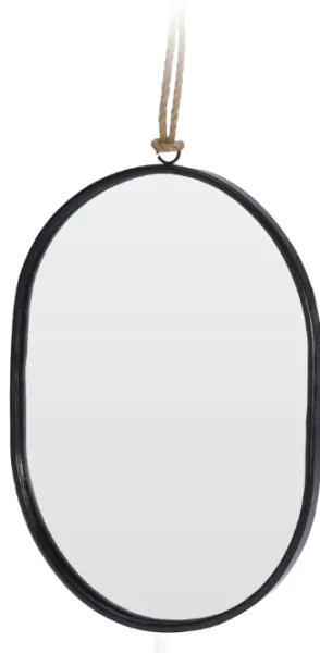 ⁨Mirror on a rope metal rectangular black⁩ at Wasserman.eu