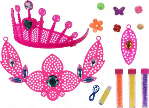 ⁨Zestaw do tworzenia biżuterii 13 akcesoriów+ różowa korona⁩ w sklepie Wasserman.eu