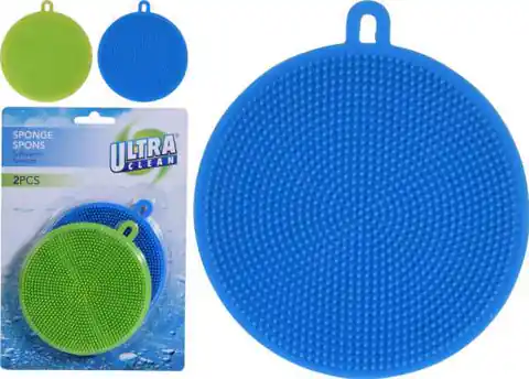 ⁨Silicone sponges for dishes 2 pcs. green and blue 12cm⁩ at Wasserman.eu