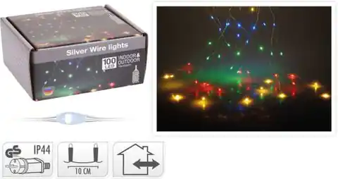 ⁨Lampki świąteczne choinkowe na druciku 100 LED kaskada 1m kolorowe IP44⁩ w sklepie Wasserman.eu