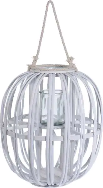 ⁨Wicker lantern white 26x43cm⁩ at Wasserman.eu