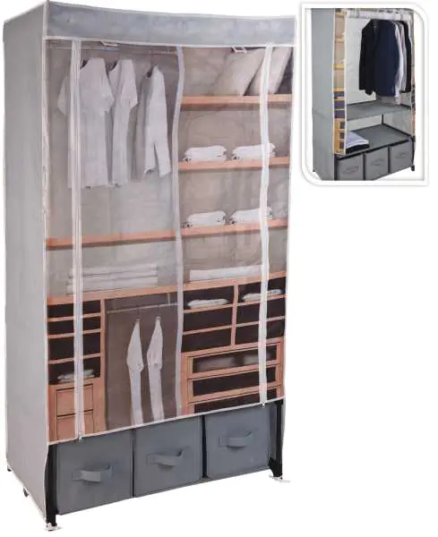 ⁨Textile wardrobe for clothes 160x88x50cm⁩ at Wasserman.eu