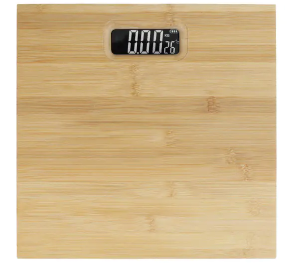 ⁨Bathroom scale made of natural bamboo with thermometer 30x30 cm⁩ at Wasserman.eu