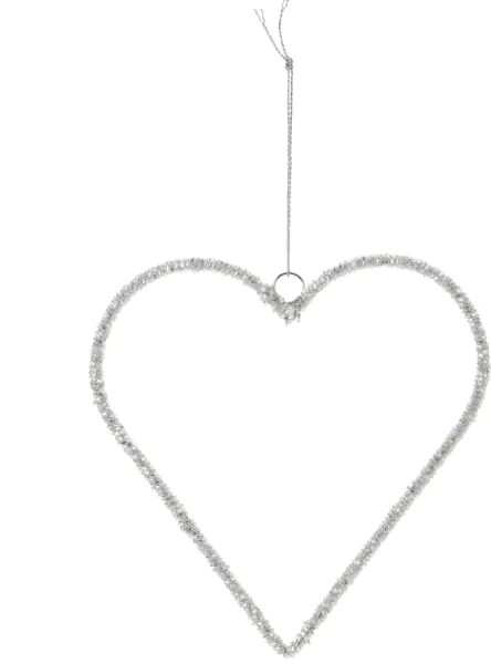 ⁨Hanging decoration bauble bauble pendant Heart 10cm silver⁩ at Wasserman.eu