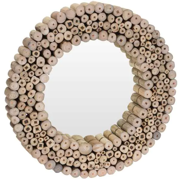 ⁨Wall mirror round decorative in wooden frame medium. 50 cm⁩ at Wasserman.eu