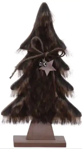 ⁨Wooden Christmas tree with fur 28cm brown color⁩ at Wasserman.eu