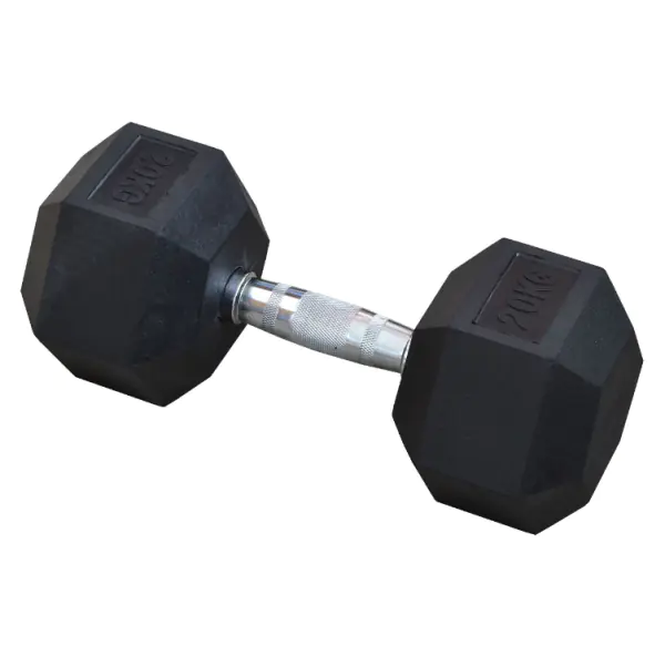 ⁨Hex rubber dumbbell 20kg black EB FIT⁩ at Wasserman.eu