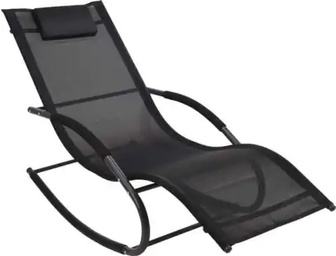 ⁨Rocking chair with pillow deckchair for garden black⁩ at Wasserman.eu