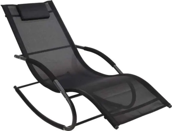 ⁨Rocking chair with pillow deckchair for garden black⁩ at Wasserman.eu