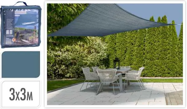 ⁨Canopy sail sun awning 3x3m steel blue⁩ at Wasserman.eu