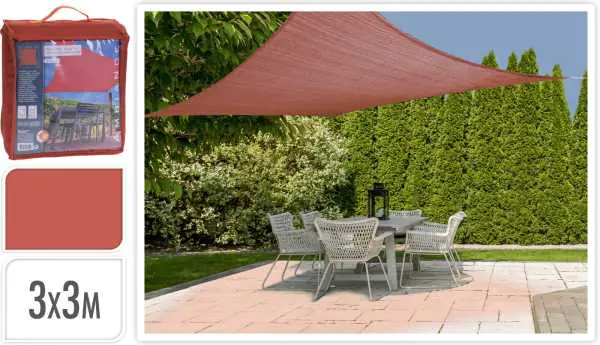 ⁨Canopy sail sun awning 3x3m terracotta⁩ at Wasserman.eu