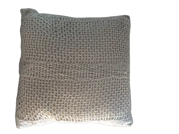 ⁨Knitted pillow beige 45x45 cm crochet pattern boho⁩ at Wasserman.eu