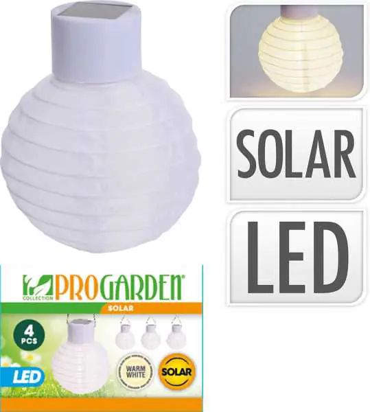 ⁨Latarnie lampiony solarne białe Zestaw 4 szt⁩ w sklepie Wasserman.eu
