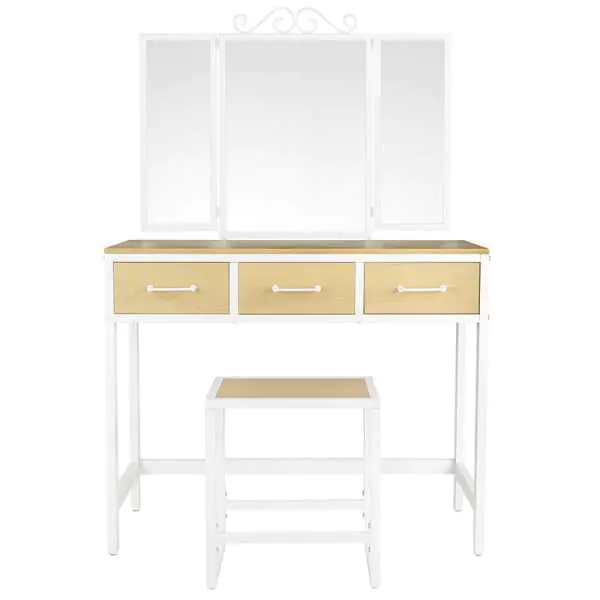 ⁨Cosmetic dressing table with split mirror and stool white VASAGLE⁩ at Wasserman.eu