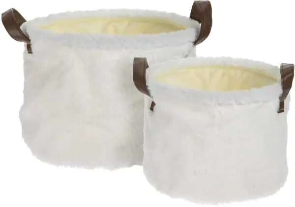 Set of baskets with fur white 2 pcs at Wasserman.eu