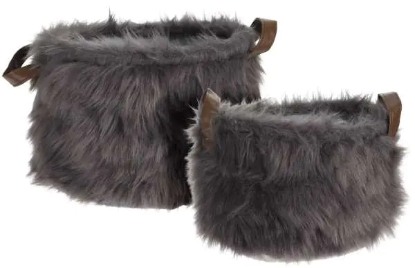 Set of baskets with fur gray 2 pcs at Wasserman.eu