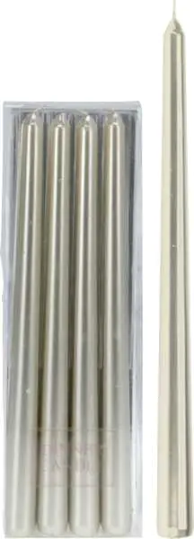 ⁨Conical table candle metallic 30 cm in champagne color set of 4 pcs.⁩ at Wasserman.eu