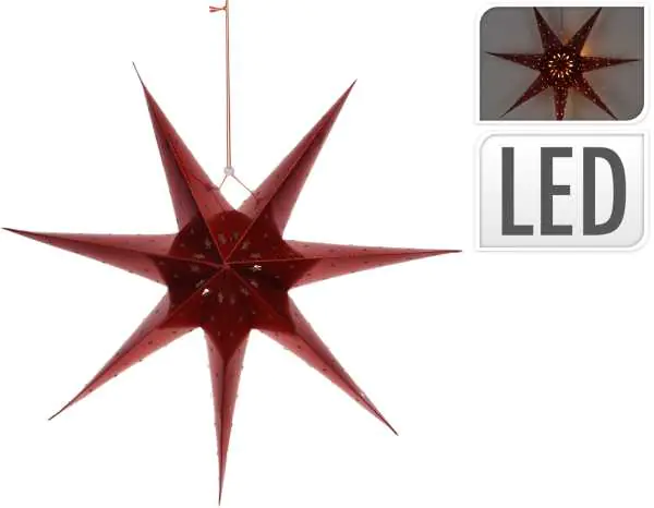 ⁨Christmas star paper LED red 60 cm⁩ at Wasserman.eu