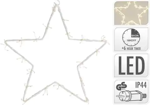 ⁨Gwiazda świąteczna druciana 80LED biała 30cm zasilanie sieciowe⁩ w sklepie Wasserman.eu
