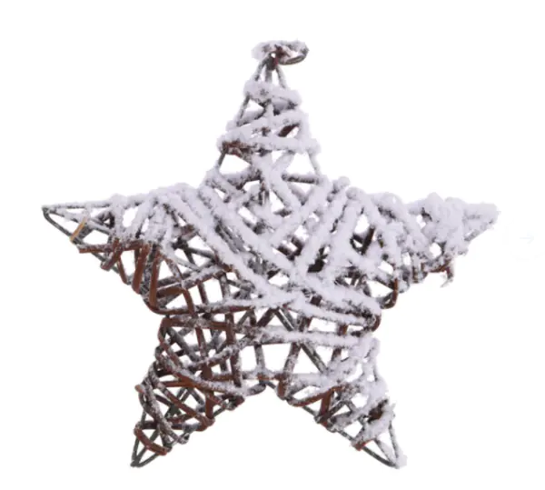 ⁨Star rattan Christmas pendant 15cm with snow effect⁩ at Wasserman.eu