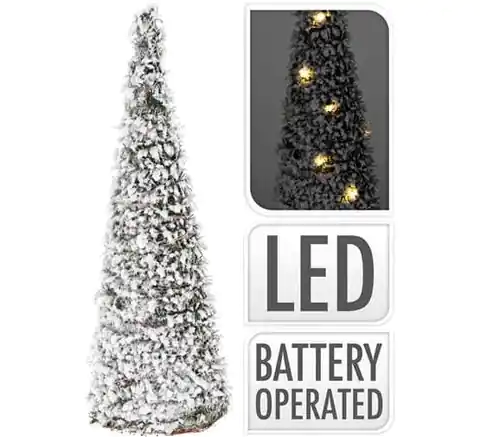 ⁨Weihnachtsbaum Rattan 20 LED dekorative Pyramide 40 cm grün mit Kunstschnee für IP20 Batterien⁩ im Wasserman.eu