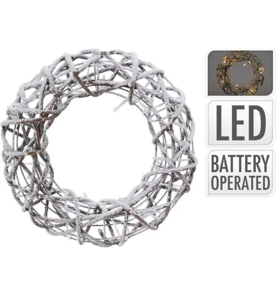 Christmas wreath braided 15 Led 30 cm at Wasserman.eu