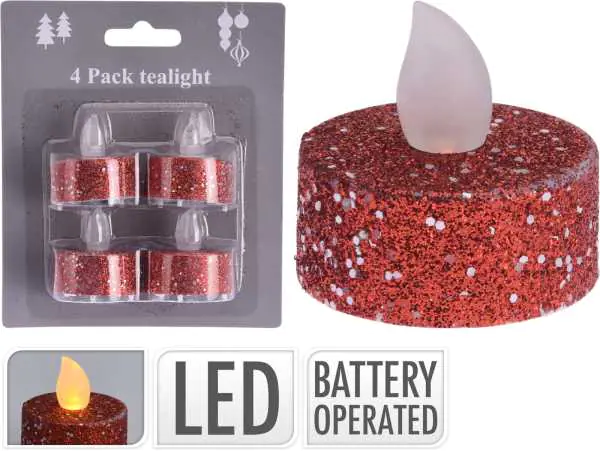 Świeca LED Tealight czerwona zestaw 4 szt. w sklepie Wasserman.eu